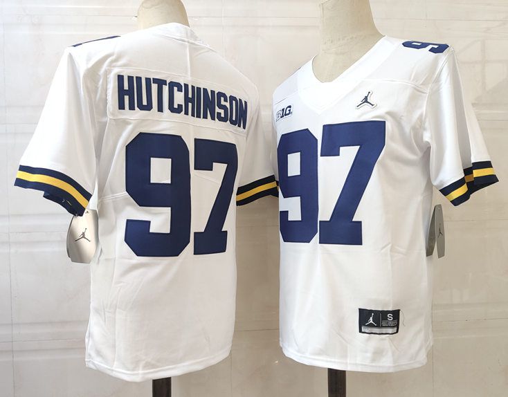 Men Michigan Wolverines #97 Hutchinson White 2024 Vapor NCAA Jersey